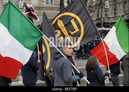 Mailand (Italien), Konferenz der Rechtsextremen Fraktion Forza Nuova Stockfoto