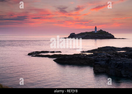 Godrevy; Sonnenuntergang; Cornwall; UK Stockfoto