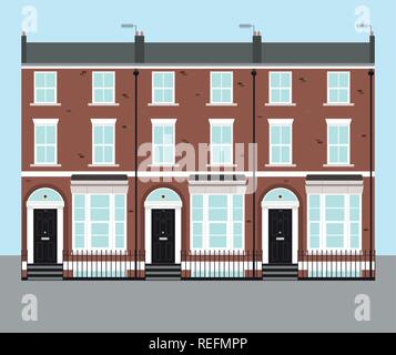 Typische UK terrassierten Georgischen gemauerte Häuser Wohnungen Eigentum Vektor Stock Vektor
