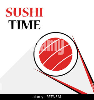 Satz von sSsalmon und Reis. Küche mit Meeresfrüchten. Emblem für Menü von Japan Restaurant. Stockfoto