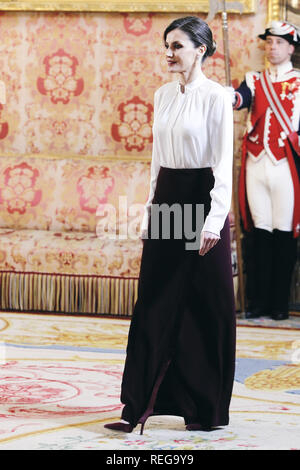 Madrid, Madrid, Spanien. 22 Jan, 2019. Queen Letizia von Spanien besucht die ausländische Botschafter Empfang im Königlichen Palast am Januar 22, 2019 in Madrid, Spanien Credit: Jack Abuin/ZUMA Draht/Alamy leben Nachrichten Stockfoto