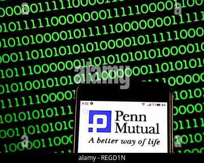 Januar 22, 2019 - Kiew, Ukraine - Penn Mutual Life Insurance Company Logo gesehen auf einem Smartphone angezeigt. (Bild: © Igor Golovniov/SOPA Bilder über ZUMA Draht) Stockfoto