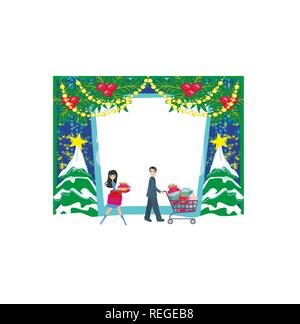 Weihnachts-shopping - Verkauf Winterkarte Stock Vektor