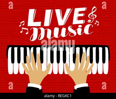 Musiker Klavier spielt. Live Musik, Poster. Vector Illustration Stock Vektor