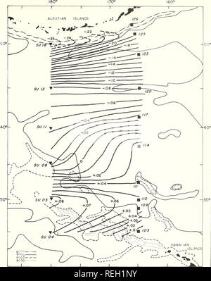 . Gesammelte Reprints, Essa Institut für Ozeanographie. Ozeanographie Zeitschriften.. 180' = 170° 160° Bild 43. - Topographie in dynamischen m, 500-m-Ebene angepasst Windkraftanlagen geostrophische Transport, Ekman Divergenz con-überprüft. Mai 1963. Luftwiderstandsbeiwert 0.0026; betont von Mittlere monatliche Belastungen. Bitte beachten Sie, dass diese Bilder sind von der gescannten Seite Bilder, die digital für die Lesbarkeit verbessert haben mögen - Färbung und Aussehen dieser Abbildungen können nicht perfekt dem Original ähneln. extrahiert. Institut für Ozeanographie; Atlantic Oceanographic Labors (U. S.); P Stockfoto