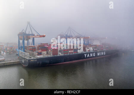 Yang Ming Containerschiff "YM Wind" in Hamburg Stockfoto