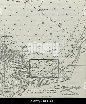 . Ein koliformbakterium Befragung von Monterey Bay aus Del Monte Beach.. Ozeanographie. Â 1. **,'""'Â¢â¢ Hi! X^^ Sa 30 26 13 25 vS * 0 Q''"""/â¢â¢â¢ i/,? iânM | M&gt;'',, M V 60'y. Yarcis 1000 l-l rt m-I Ri Abbildung 1. Diagramm der Region befragt. (Von C. &Amp; G-.S. Chart SK-03). Bitte beachten Sie, dass diese Bilder sind von der gescannten Seite Bilder, die digital für die Lesbarkeit verbessert haben mögen - Färbung und Aussehen dieser Abbildungen können nicht perfekt dem Original ähneln. extrahiert. Trumbauer, David Sidney.. Monterey, Kalifornien: US Naval Postgraduate School Stockfoto
