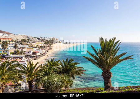 Luftaufnahme von Morro Jable Beach, Fuerteventura, Kanarische Inseln, Spanien Stockfoto