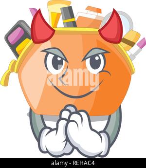 Teufel Kosmetiktasche über Maskottchen Schminktisch Stock Vektor