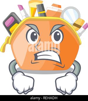 Wütend Kosmetiktasche über Maskottchen Schminktisch Stock Vektor