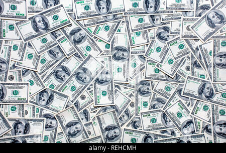 Einhundert Dollar Noten als Hintergrund Stockfoto