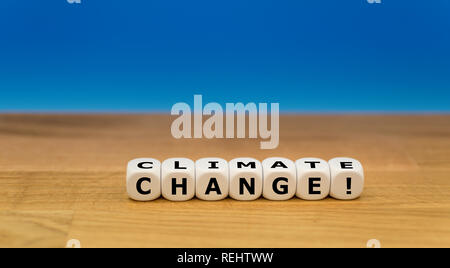 Würfel form Klima die Worte 'Ändern'. Stockfoto