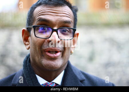 Anand Menon. Professor Anand Menon [Kings College, London. ] Gab seine Zustimmung für dieses Foto genommen zu werden, während er in der Westminster Gebiet wurde am 21. Januar 2019. Der Professor in der europäischen Politik und Außenpolitik war ein Gast auf dem BBC Fragestunde Programm mit Diane Abbott, Isabel Oakeshott. Kirsty Blackman und Rory Stewart gehostet von Fiona Bruce. Stockfoto