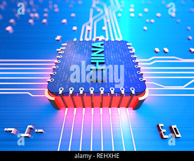 Chinas elektronischen Chip Technologie, Daten-Übertragung und Speicherung, große Daten- und Kommunikationstechnik, elektronische Ausrüstung CPU-Technologie Stockfoto