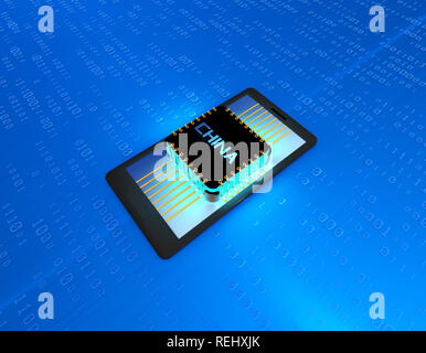 Chinas elektronischen Chip Technologie, Daten-Übertragung und Speicherung, große Daten- und Kommunikationstechnik, elektronische Ausrüstung CPU-Technologie Stockfoto