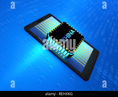 Chinas elektronischen Chip Technologie, Daten-Übertragung und Speicherung, große Daten- und Kommunikationstechnik, elektronische Ausrüstung CPU-Technologie Stockfoto