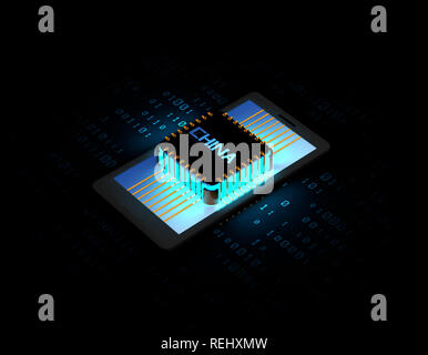 Chinas elektronischen Chip Technologie, Daten-Übertragung und Speicherung, große Daten- und Kommunikationstechnik, elektronische Ausrüstung CPU-Technologie Stockfoto