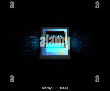 Chinas elektronischen Chip Technologie, Daten-Übertragung und Speicherung, große Daten- und Kommunikationstechnik, elektronische Ausrüstung CPU-Technologie Stockfoto