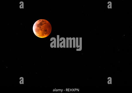 Super Blut Mond und Mondfinsternis Januar 20, 2019, Ventura, Kalifornien, USA Stockfoto