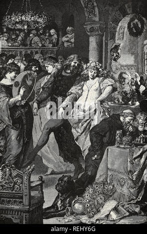 Friedrich II. Genießt die gayety seines italienischen Gericht Stockfoto