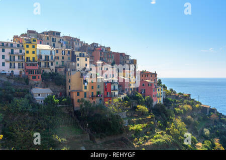 Blick auf Corniglia in der Küste von Ligurien, Cinque Terre. Italien Stockfoto