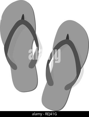 Schwarz/grau Sommer Hausschuhe auf weißem Hintergrund. Flip-flops isolierte Symbol. Flache Bauform. Vector Illustration, EPS 10. Stock Vektor