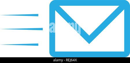 Schnelle Post, e-mail, sms-Vektor Icon, Symbol e-Mail. Fyling Umschlag. Schnelle Lieferung. Vector Illustration auf weißen isoliert. Stock Vektor