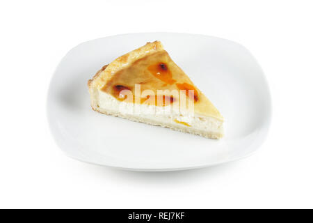 Stück Kuchen auf weiße Platte Stockfoto