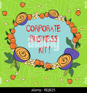 Text Zeichen zeigen, Corporate Business Kit. Konzeptionelle foto Individuelle strukturelle Binder oder Emblem eines Business Floral Wreath der winzigen Samen klein gemacht Stockfoto