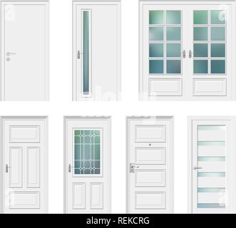 Satz von verschiedenen weiße Tür Vector Illustration Stock Vektor