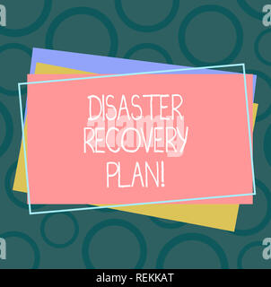 Handschrift text Disaster Recovery Plan. Konzept, d. h. Plan für die Stabilität im Falle von Katastrophen Stapel der leeren rechteckigen Umriß Unte Stockfoto