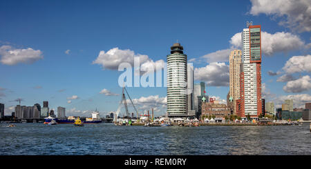 Die Niederlande, Rotterdam, Rotterdam. Skyline der Stadt, die auch als Kop van Zuid. Stockfoto