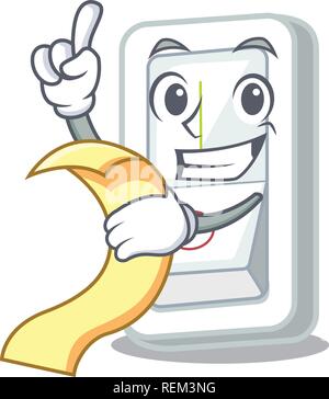 Mit menü Lichtschalter mit Maskottchen isoliert Stock Vektor