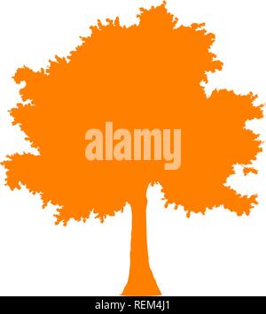 Baum Profil silhouette isoliert - Orange ganz einfach detaillierte-Vector Illustration Stock Vektor