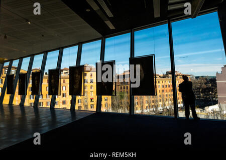 ROME, Italien - 06 Januar, 2019: National Museum des XXI. Jahrhunderts Kunst, entworfen von Zaha Hadid und durch die maxxi Stiftung des Ministeriums fo verwaltet Stockfoto