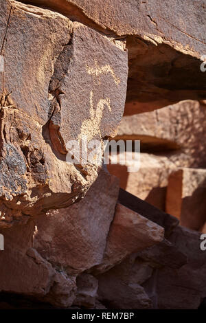 Ute indianische Felszeichnungen, Arches National Park, Moab, Utah, USA Stockfoto