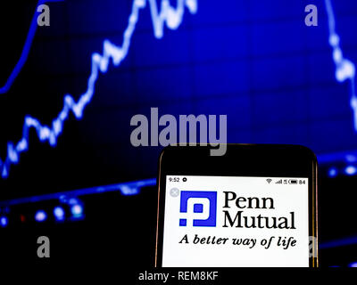 Penn Mutual Life Insurance Company Logo gesehen auf einem Smartphone angezeigt Stockfoto