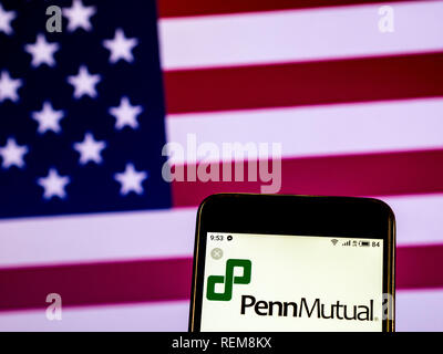 Penn Mutual Life Insurance Company Logo gesehen auf einem Smartphone angezeigt Stockfoto