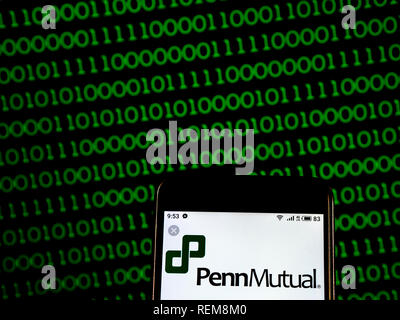 Penn Mutual Life Insurance Company Logo gesehen auf einem Smartphone angezeigt Stockfoto