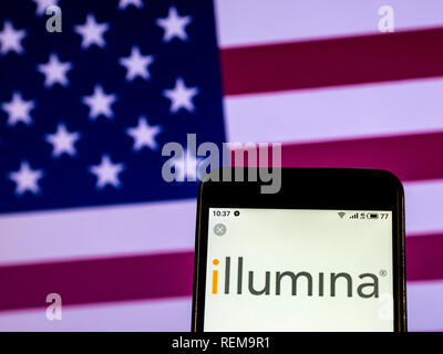 Illumina Biotechnologie Firmenlogo gesehen auf einem Smartphone angezeigt Stockfoto