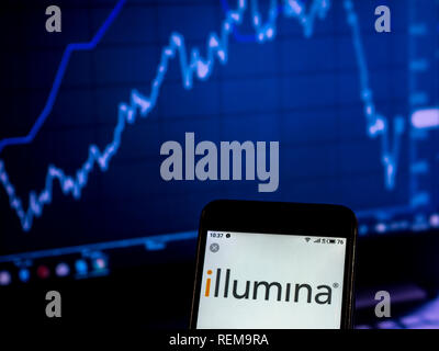 Illumina Biotechnologie Firmenlogo gesehen auf einem Smartphone angezeigt Stockfoto