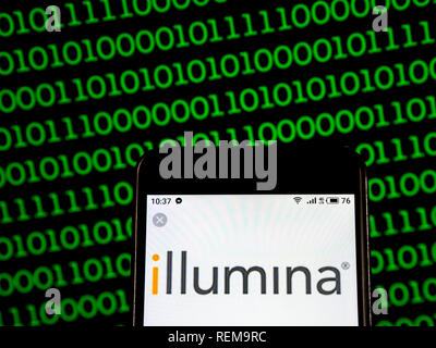 Illumina Biotechnologie Firmenlogo gesehen auf einem Smartphone angezeigt Stockfoto