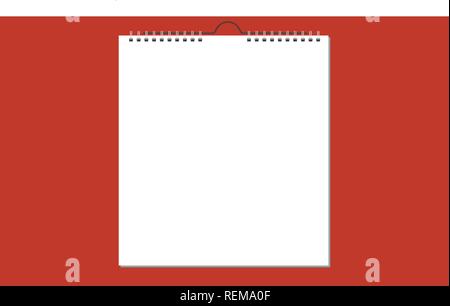 Leere wand Kalender mit Feder, Card Design. Vektor Stock Vektor