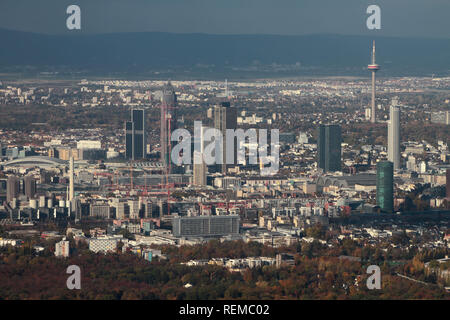 Stadt Panorama, Luftbild. Frankfurt am Main, Deutschland Stockfoto