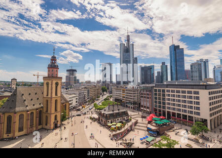 Frankfurt Deutschland, Antenne City Skyline Blick auf Business District skyscraper Stockfoto