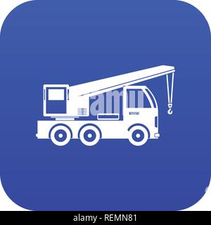 Lkw-montierte Kran Symbol digital Blau Stock Vektor