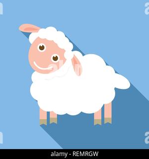 Glückliche Schafe Symbol, flacher Stil Stock Vektor