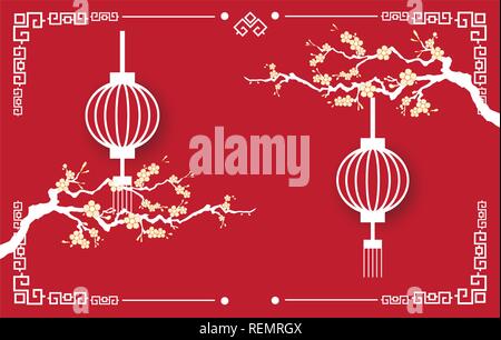 Happy Chinese New Year 2019. Frohes neues Jahr. Vector Illustration. Stock Vektor