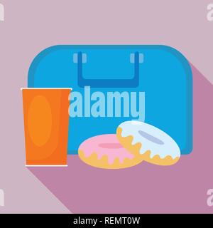 Donut brotdose Symbol, flacher Stil Stock Vektor