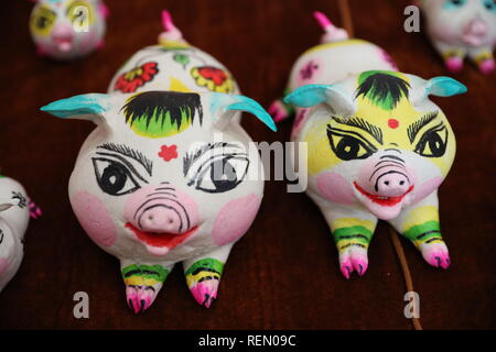 Xi'an, China. 22 Jan, 2019. Das Schwein geformte gedämpfte Brötchen beim Folk Festival in Xi'an, Provinz Shaanxi im Nordwesten Chinas gesehen werden kann. Credit: Sipa Asien/Pacific Press/Alamy leben Nachrichten Stockfoto